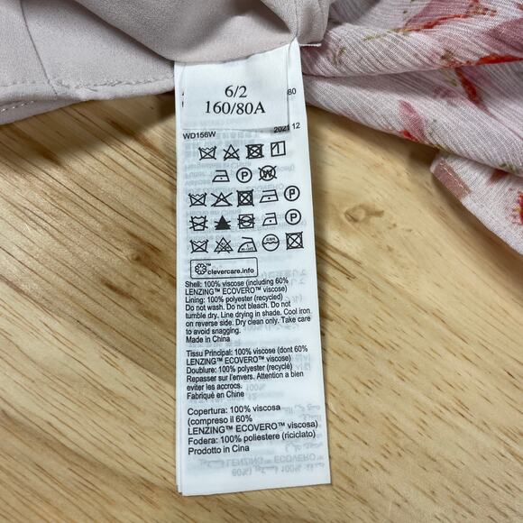 Allsaints NWT Ava Momo Floral Long Sleeve Ruffle Dress Size 2 Sheer Crinkle Pink - Picture 7 of 13